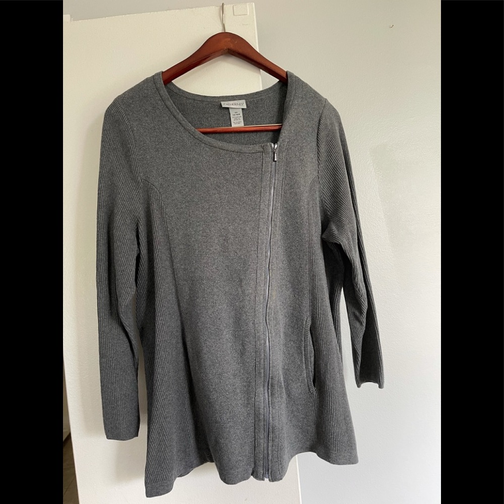 Catherine’s Gray Long sleeve jacket zip 0X 14/16W
